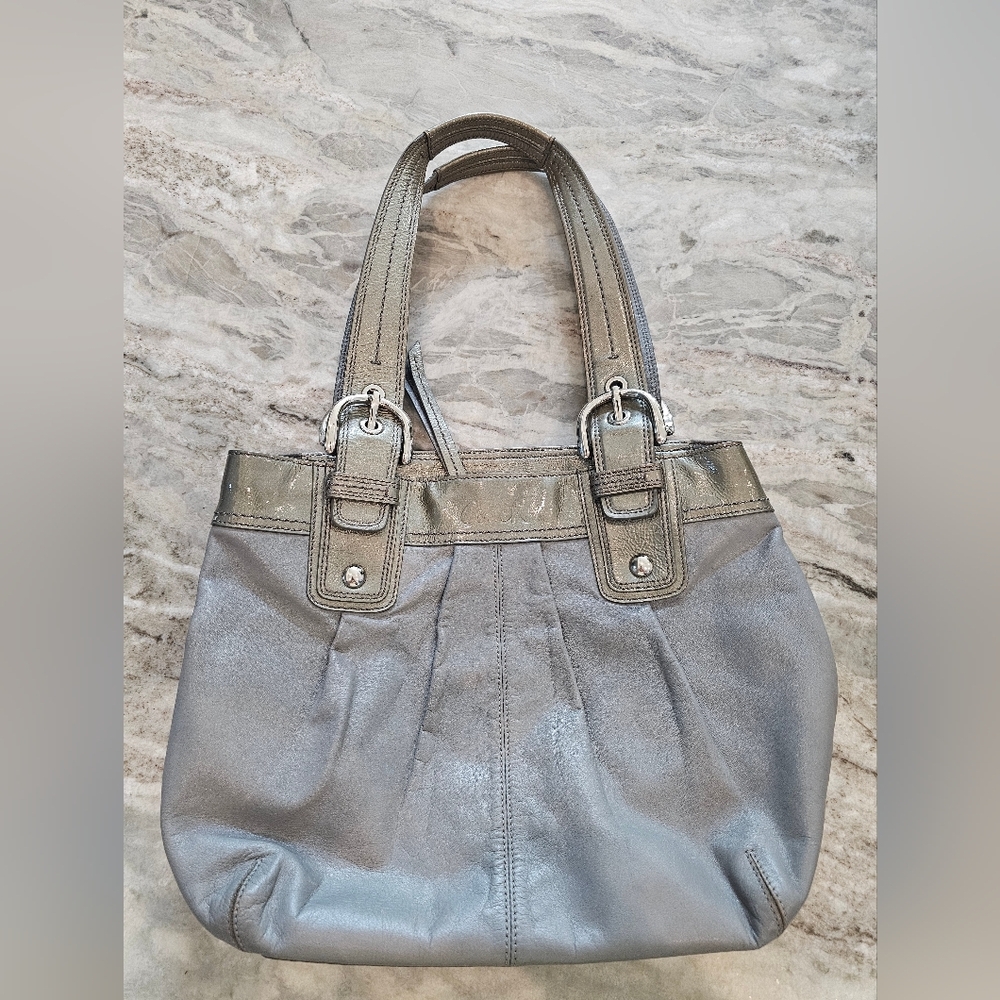 Coach Gray Leather Tote F15045 Shoulder Bag – Full Grain Leather - Picture 2 of 16